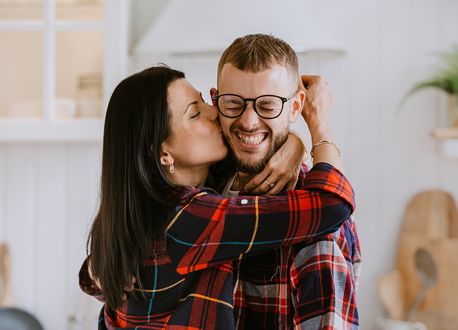 Happy couple purchasing a new home