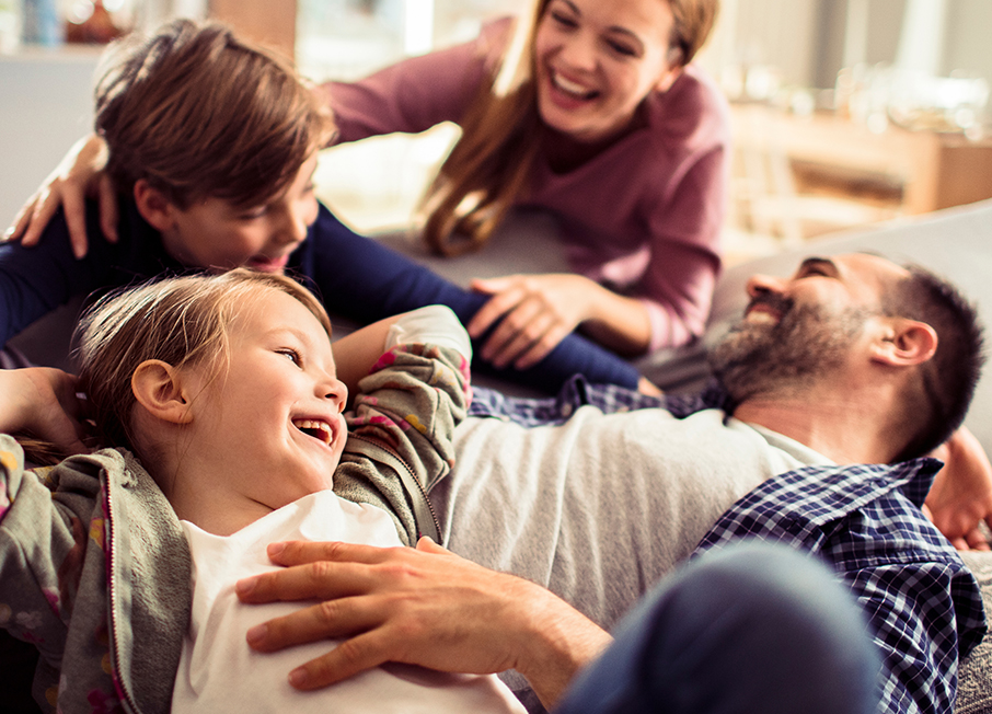 Family relaxing at home